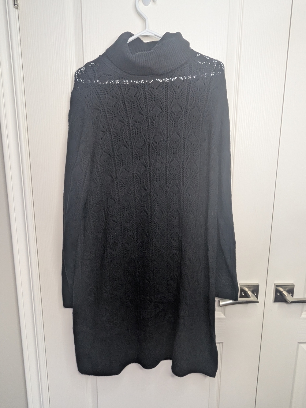 GAP Black Open-Knit Turtleneck Sweater Dress